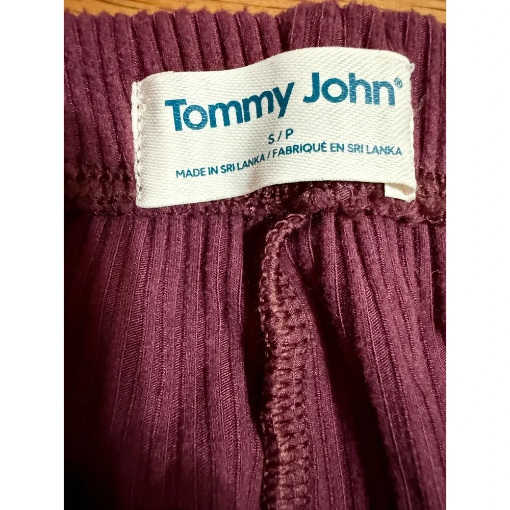 Tommy John Womens Plum‎ Ribbed Pajama Set Short Sleeve Button Top Pants Small